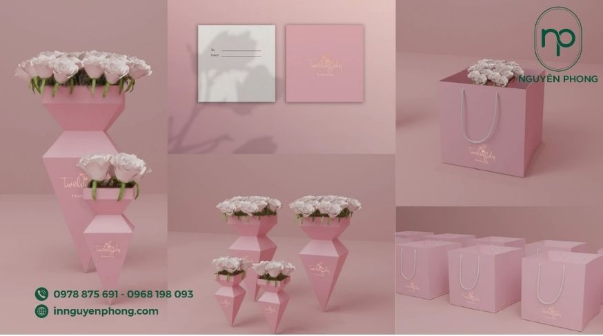 Mẫu túi giấy đựng hoa in trọn bộ